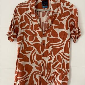 MBX Rust Abstract Short Sleeve Button-Front Shirt